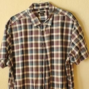 Claiborne Short-sleeve Casual Shirt Plaid 3XL